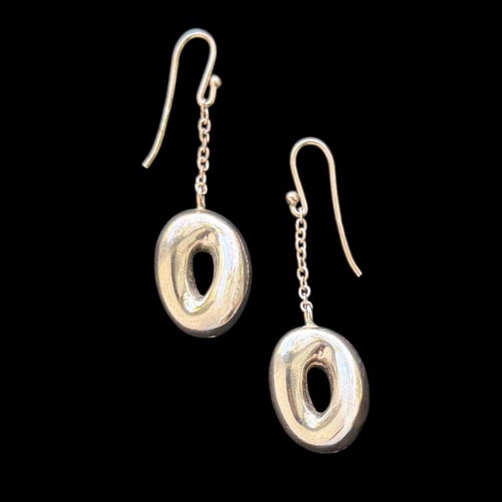 L’una Italy .925 Sterling Silver Modern Oval Dangle Drop Earrings